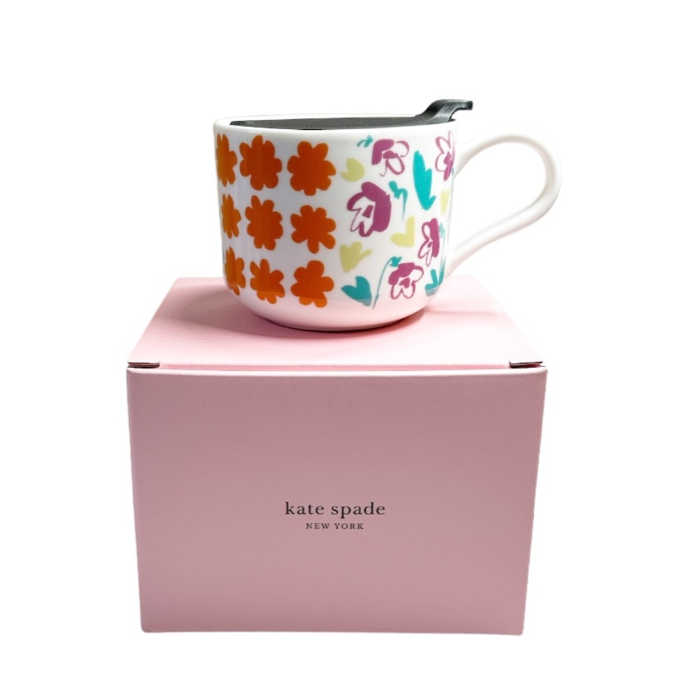 NEW ♠️Kate Spade/Lenox♠️ FLORAL FIELD COMFORT MUG w/Lid